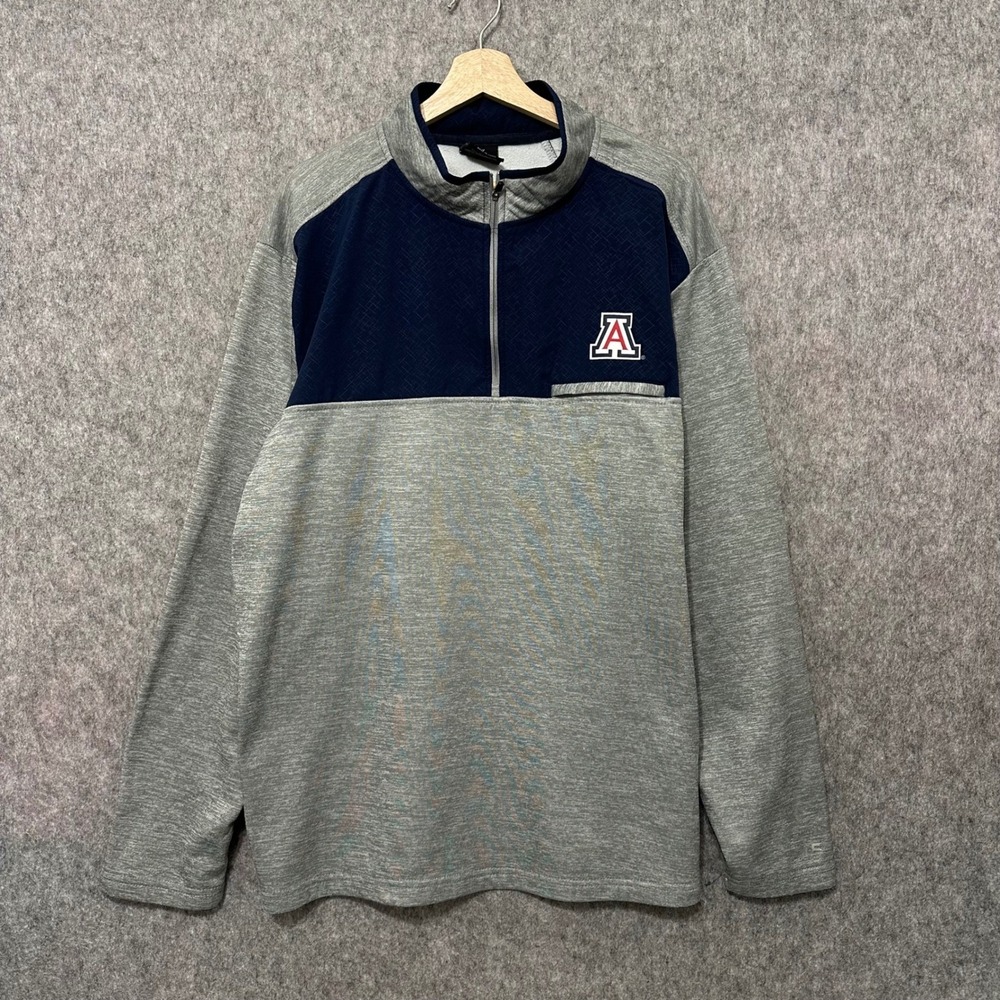Colosseum Arizona Wildcats Quarter Zip Pullover Fleece Sweatshirt Men's XXL Gray